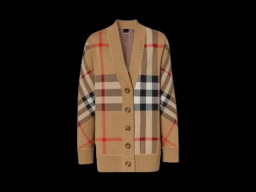 Burberry Oversized Check Cardigan Parchment Cream
