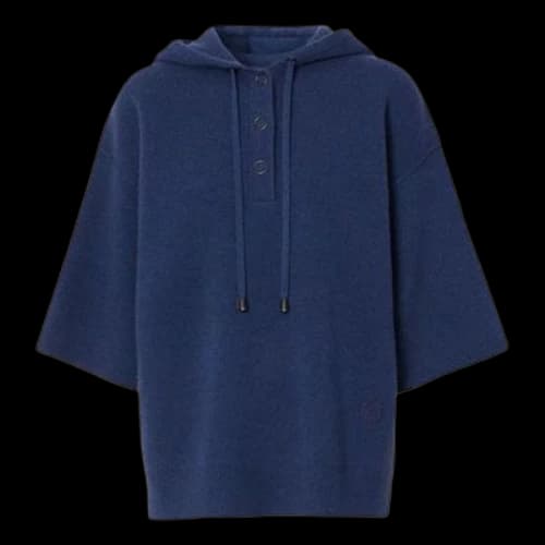 Burberry Cashmere Short Sleeve Hoodie Blue (Women's)