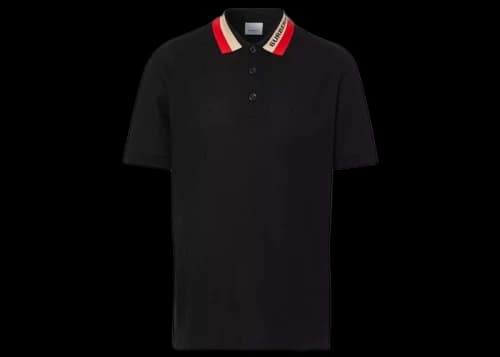 Burberry Logo Detail Cotton Piqué Polo Shirt Black