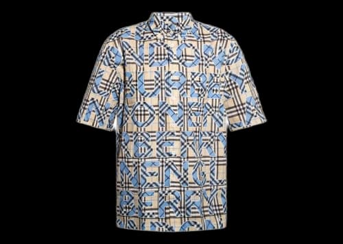 Burberry Check Patterned Short Sleeves Shirt Beige Blue