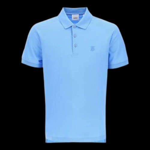 Burberry SS21 Logo Embroidered Short Sleeve Polo Shirt Sky Blue