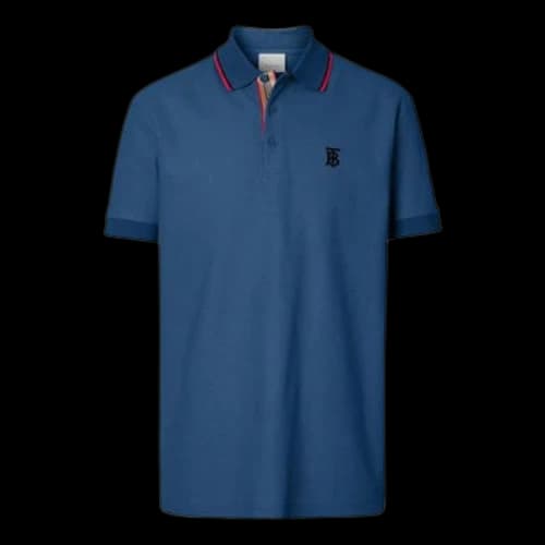 Burberry SS21 Pattern Net Cotton Polo Male Blue