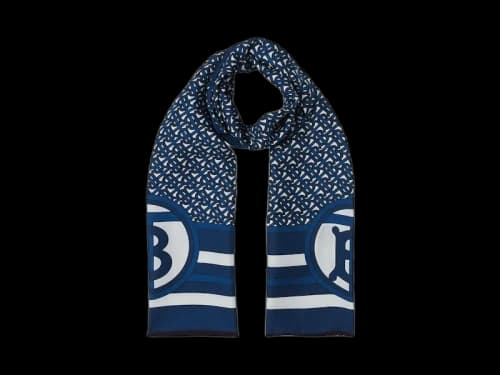 Burberry SS Double Printed Silk Scarf Cerulean Blue
