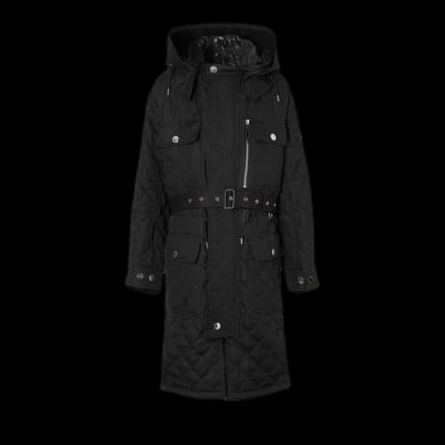 Burberry Detachable Hood Quilted Ramie Cotton Parka 'Black'