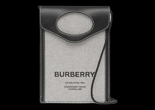 Burberry Leather And Canvas Phone Pouch Black/Gray