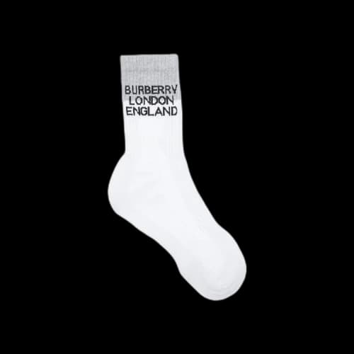 Burberry Logo Intarsia Technical Stretch Cotton Socks 'White'