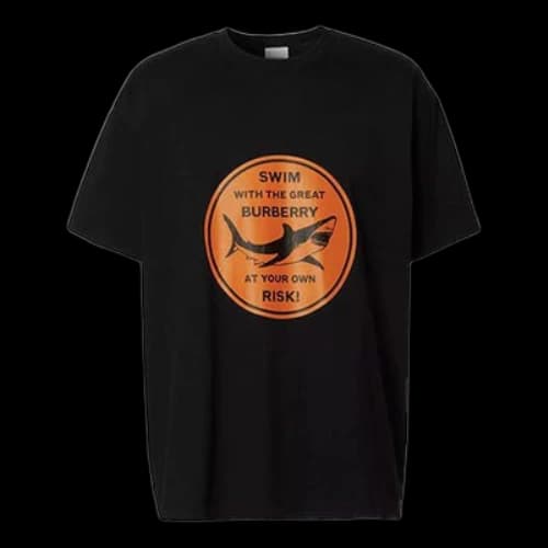 Burberry SS21 Shark Pattern Cotton Loose Short Sleeve Black