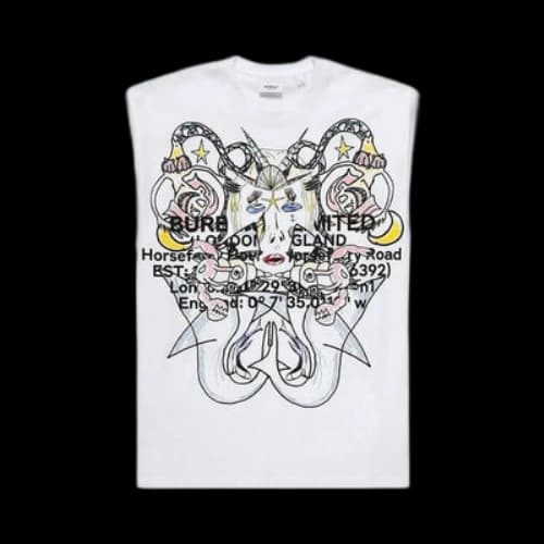 Burberry SS21 Printing Loose Cotton Short Sleeve White
