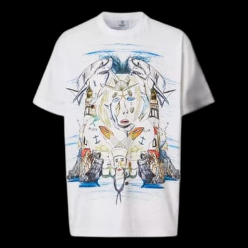 Burberry SS21 Printing Cotton Loose Short Sleeve White
