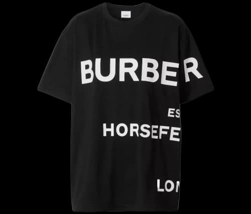 Burberry Horseferry Print Cotton Oversized T-shirt Black White