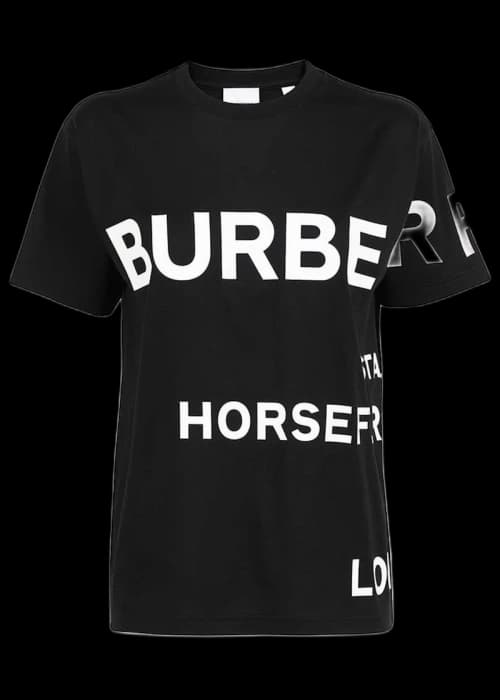 Burberry Womens Horseferry Print Cotton Oversized T-Shirt Black/White