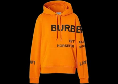 Burberry Horseferry Print Oversized Cotton Drawstring Hoodie Dark Orange