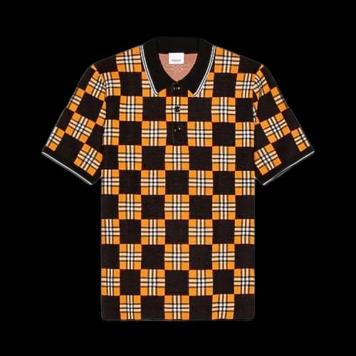 Burberry Blakeford Chequer Jacquard Wool Blend Polo 'Bright Orange'