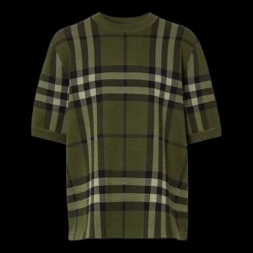 Burberry Plaid Jacquard Short Sleeve Green
