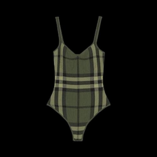 Burberry Kiela Check One Piece Swimsuit 'Military Green'