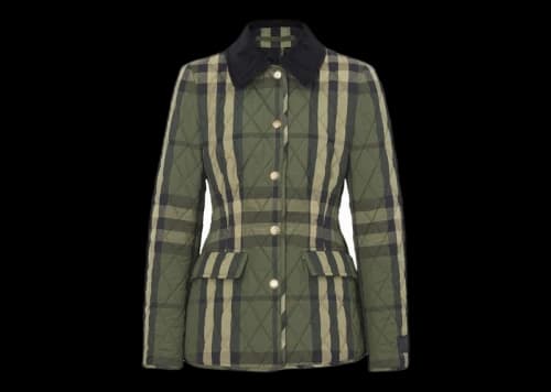 Burberry Diamond-Quilted Check Jacket Green