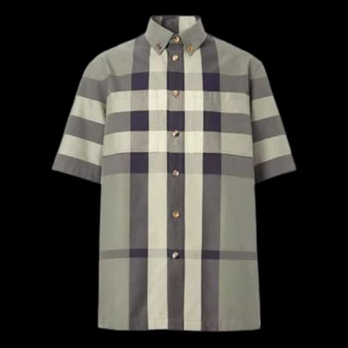 Burberry SS21 Plaid Cotton Short Sleeve Shirt Green