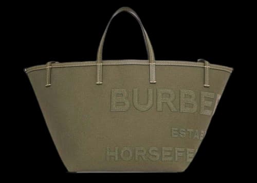 Burberry Horseferry Linen Tote Green