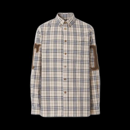 Burberry Letter Graphic Check Poplin Shirt 'Soft Fawn'