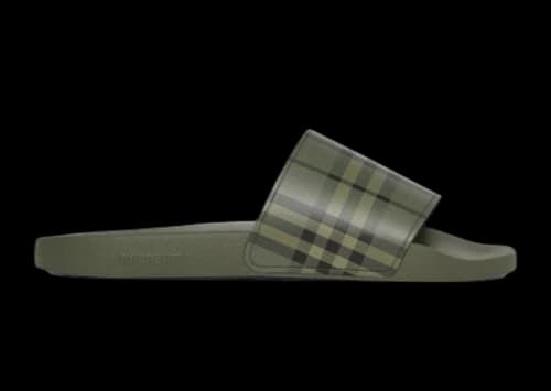 Burberry Embossed Logo Slides Military Green