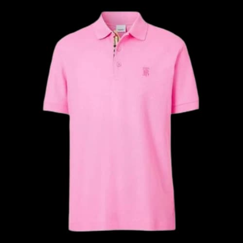 Burberry SS21 Logo Mesh Cotton Short Sleeve Polo Shirt Pink