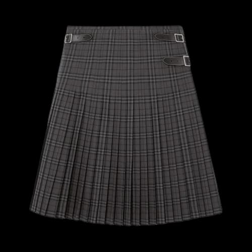 Burberry Leather Trim Check Cotton Kilt 'Black'