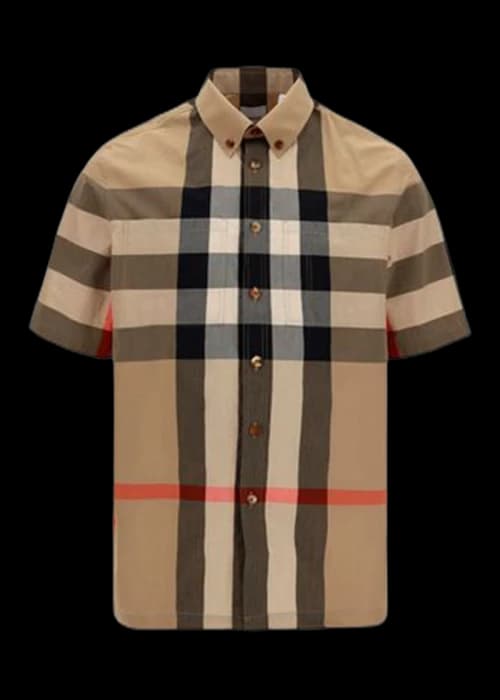 Burberry Thames Large Check Short Sleeve Shirt Archive Beige