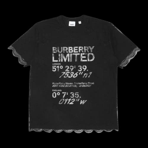Burberry Lace Overlay Coordinates T-Shirt 'Black'