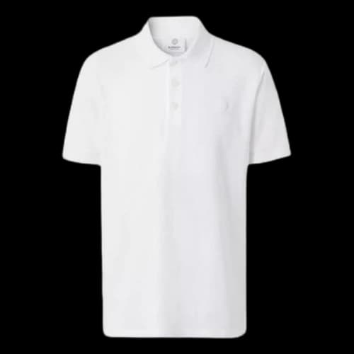 Burberry SS21 Pattern Cotton Short Sleeve Polo Shirt White