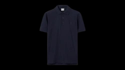 Burberry Monogram Motif Cotton Piqué Polo Shirt Blue