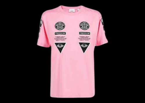 Burberry Badge Applique Cotton T-shirt Pink