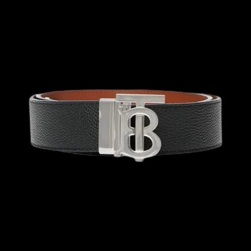 Burberry TB Logo Leather Belt 'Black/Tan'