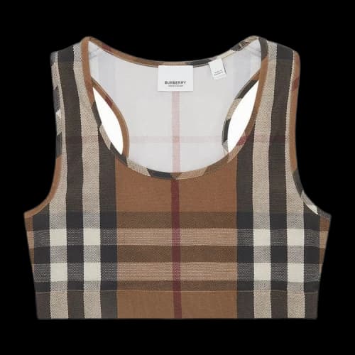Burberry Check Print Cropped Top 'Birch Brown'