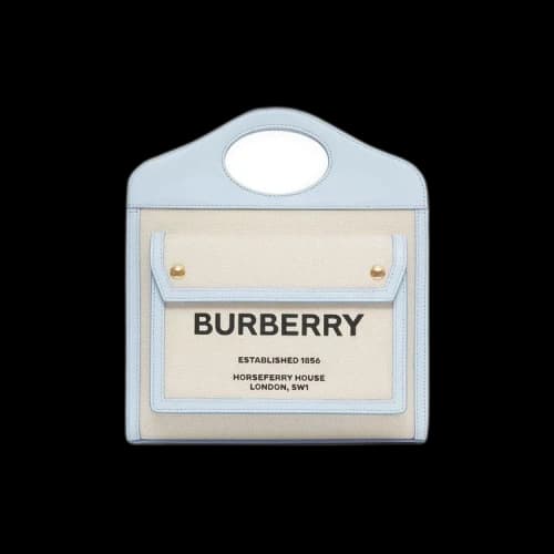 Burberry Mini Two-Tone Canvas And Leather Pocket Bag 'Natural/Pale Blue'
