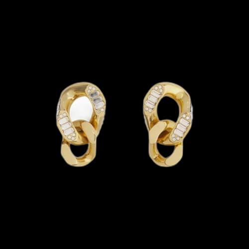 Burberry Crystal Detail Gold-Plated Chain-Link Earrings 'Gold'