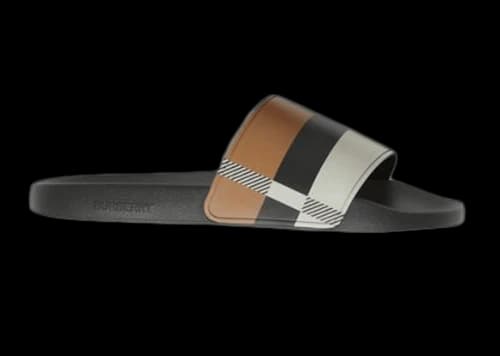 Burberry Embossed Logo Slides Camel Check