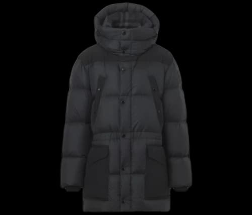 Burberry Logo Applique Nylon Puffer Coat Charcoal Grey