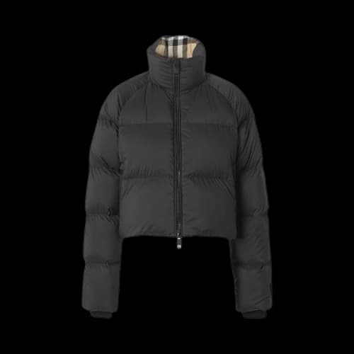 Burberry Logo Appliqué Cropped Puffer Jacket 'Black'