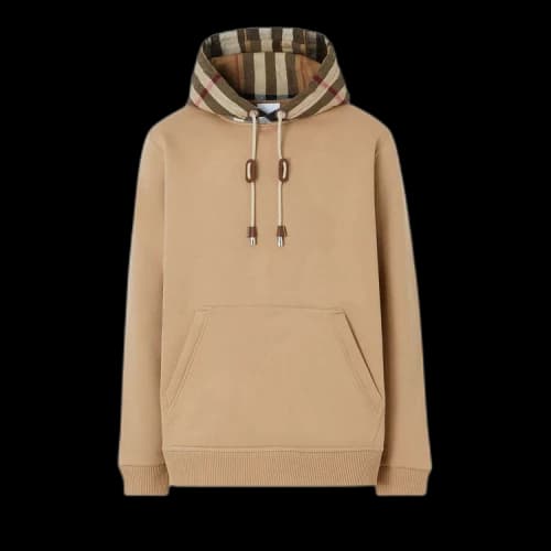Burberry Hoodie With Check Hood 'Camel'