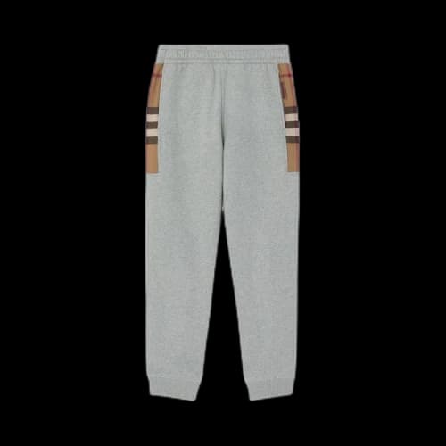 Burberry Check-Panel Track Pants Ligh Grey