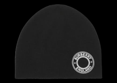 Burberry Logo Graphic Cashmere Blend Beanie Black