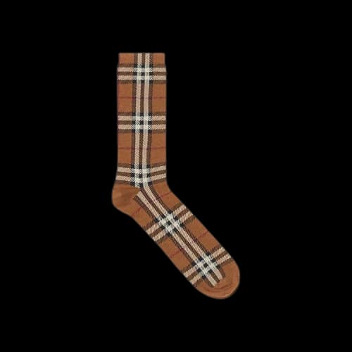 Burberry Cotton Cashmere Check Socks 'Birch Brown'