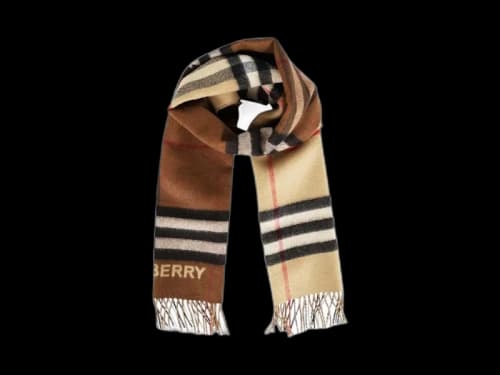 Burberry Contrast Cashmere Scarf Kona Orange