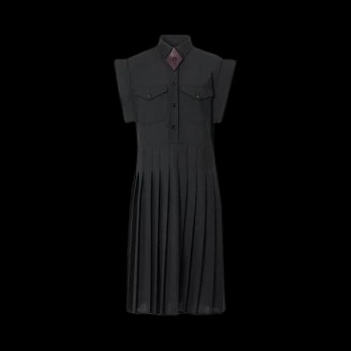 Burberry Mohair Wool Pleated Shirt Dress 'Black'