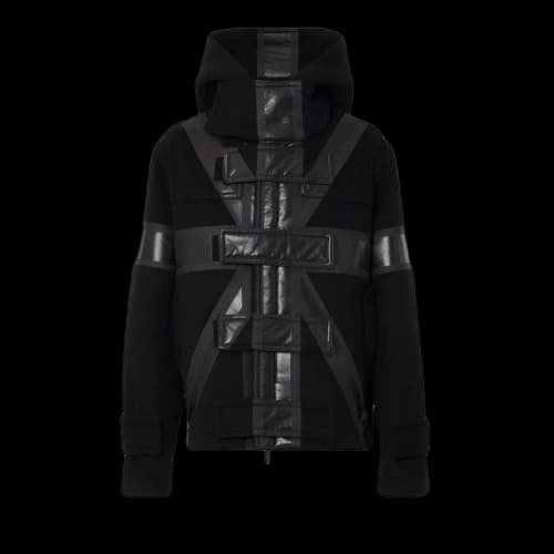 Burberry Flag Print Technical Wool Cropped Duffle Coat 'Black'