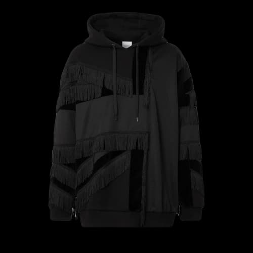 Burberry Flag Intarsia Panelled Cotton And Velvet Hoodie 'Black'