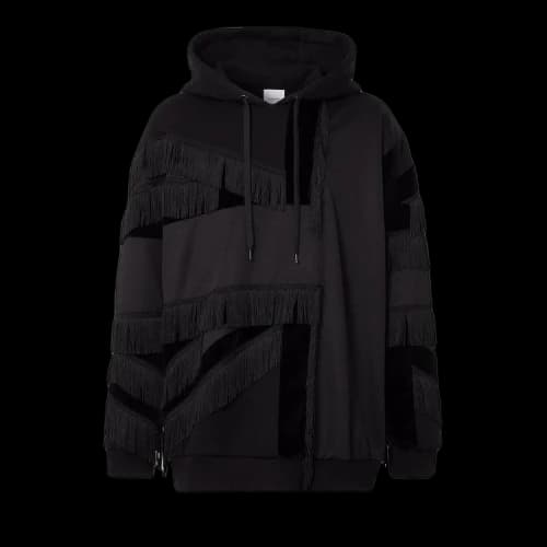 Burberry Hoodie With Intarsia And Fringes 'Black'