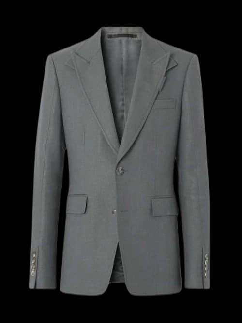 Burberry Wool Ramie Tailored Jacket Tempest Grey