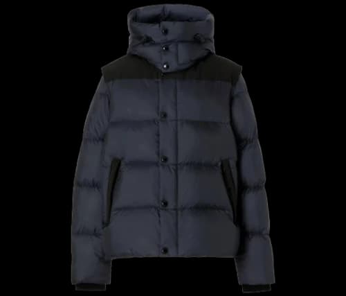 Burberry Detachable Sleeve Hooded Puffer Jacket Navy