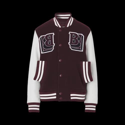 Burberry Leather Sleeve Technical Wool Varsity Jacket 'Red'